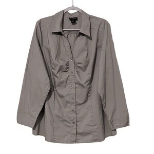 ⚡️ 3 for $30 ⚡️ Lane Bryant Gray Long Sleeve Button Front Shirt